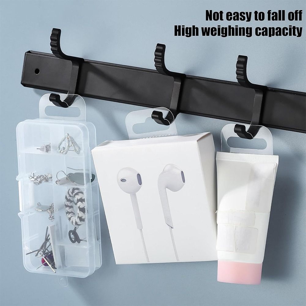 STWEEKAM 100 CÁI Thẻ treo bằng nhựa, Tab treo bằng nhựa PET trong suốt, tiện lợi với lỗ khe cắm Cửa hàng tự dính hạng nặng Tab treo Gói hàng hóa