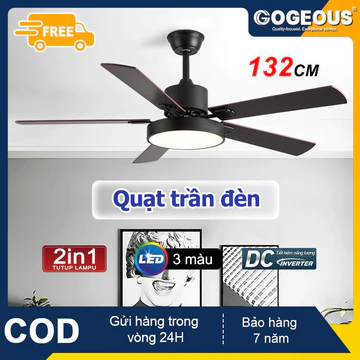 Quạt gỗ rắn Lõi Đồng 6 Tốc Độ Gió Đèn Led 3 Chế Độ Ánh Sáng,Có Đảo Chiều Hút Ẩm quạt trần phòng khách quạt trần có đèn