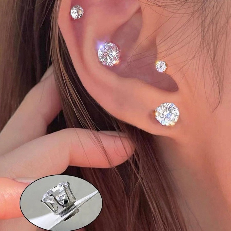 2026 Phong Cách Mới Không Xỏ Tai Zircon Kẹp Tai Từ Tính Phiên Bản Hàn Quốc Nhẹ Sang Trọng Không Xỏ Bông Tai