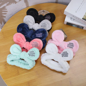 Flannel Phụ Kiện Tóc Rộng Dày Rửa Mặt Trang Điểm Băng Đô Thêu Đơn Giản Nơ Đầu Nữ 5.15 Z4GQ