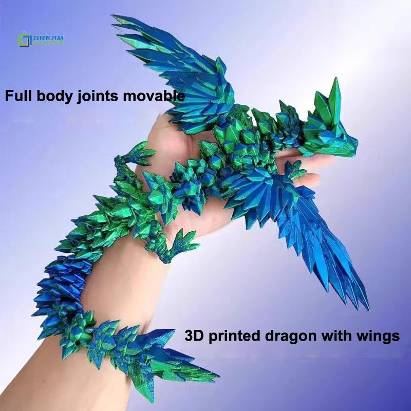 [Dream Weaver] 3D In Hình Rồng Đá Quý Nhiều Màu Sắc Tượng Rồng Di Động Khớp Xoay Được Thủ Công Rồng Khớp Nối Để Bàn Hình Hành Động Phương Tây mới