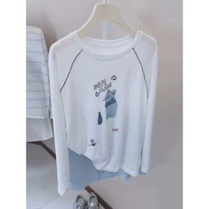 Milyfashion Kitten In Áo Chống Nắng Mỏng Trắng 2026 Phong Cách Mới Mùa Hè Áo Thun Dài Tay Phong Cách Hàn Quốc Cổ Tròn Top MKAQ