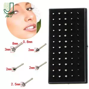 60 chiếc Vòng mũi bằng thép không gỉ 20G Xương tai Kim Stud Body Piercing Trang sức