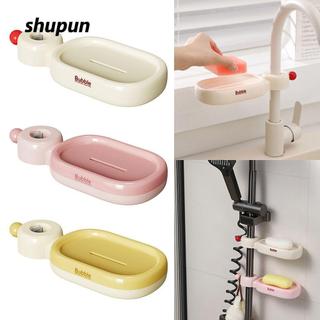 Giá đỡ xà phòng SHUPUN, Giá đỡ xà phòng trượt ray không đục lỗ đa chức năng, Thanh xà phòng có thể điều chỉnh tự thoát nước Phụ kiện phòng tắm