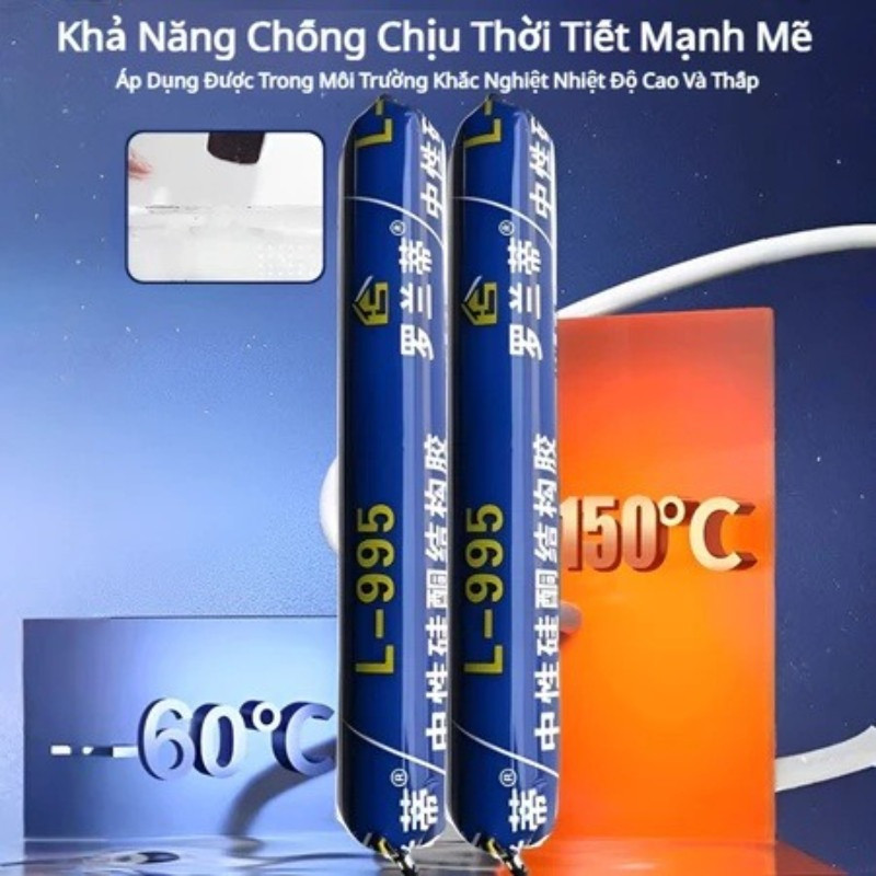 Keo dán kết cấu và kính cường lực 995, độ bám dính siêu mạnh, độ bền cao, chứa silicone trung tính