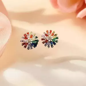 PNPIA- Hàn Quốc Thời Trang Mới Hoa Cúc Zircon Bông Tai Thanh Lịch Ngọt Ngào Nữ Trang Sức Phụ Kiện Làm Việc Hàng Ngày