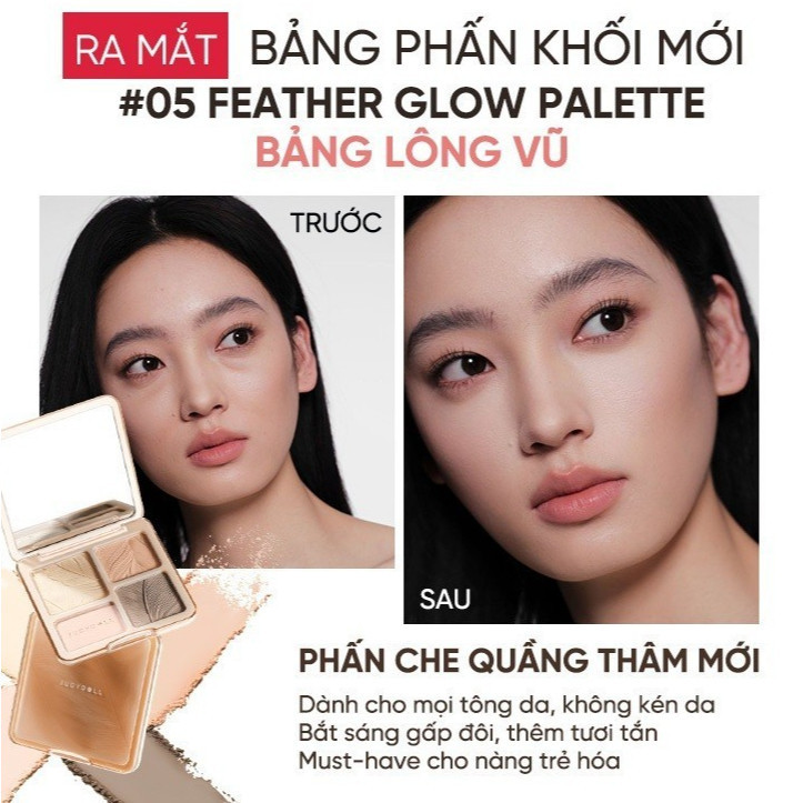 JUDYDOLL Bảng Tạo Khối 4 Ô – Makeup Gọn Gàng, Hiệu Ứng Gương Mặt Sắc Nét