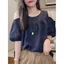 Áo sơ mi phong cách phương Tây Nữ Mùa hè Phong cách mới Phiên bản Hàn Quốc Cổ tròn Thiết kế quây Áo sơ mi ngắn tay mỏng hơn Nhìn giảm tuổi