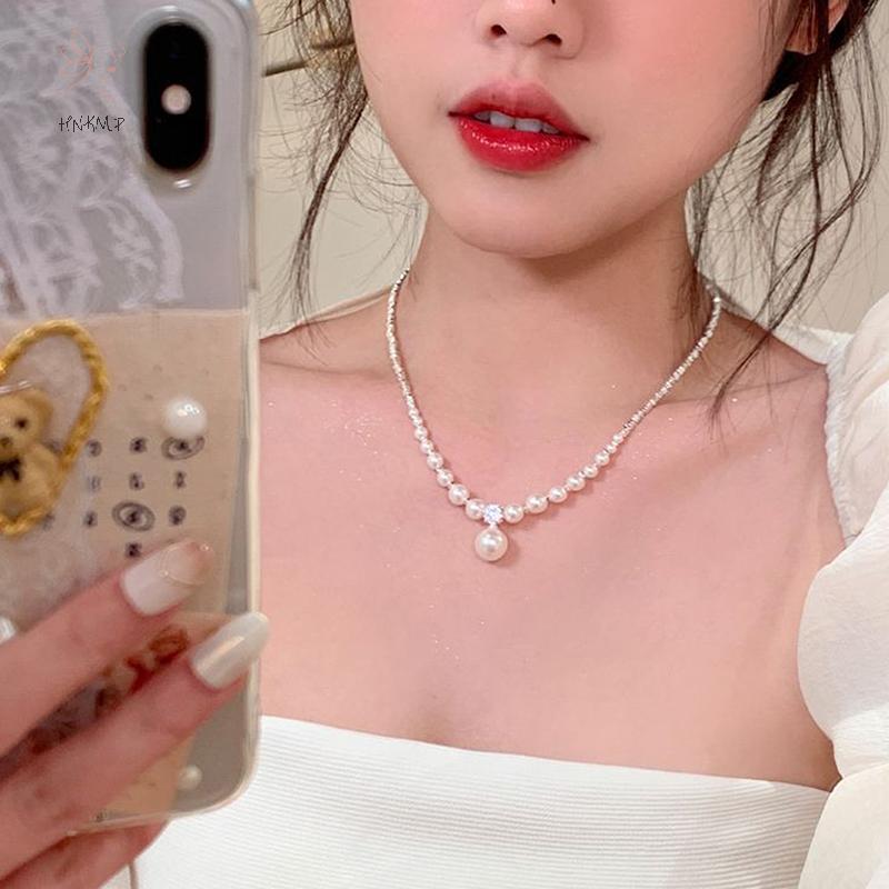 Vòng cổ ngọc trai cao cấp cho nữ và bé gái, thiết kế đơn giản, phù hợp làm quà tặng dự tiệc.