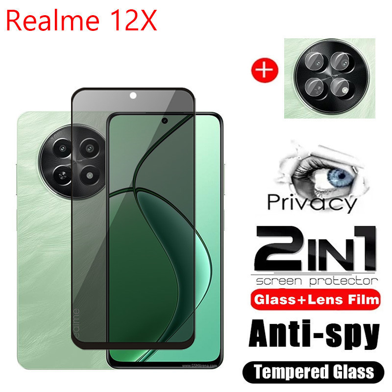 Realme 12X 12 Plus 5G 2024 Bảo Vệ Màn Hình Kính Cường Lực Bảo Vệ Màn Hình 2in1 full Cover Phim Bảo Vệ Điện Thoại Cho Realme12Plus 12plus Realme12X Ống Kính Máy Ảnh