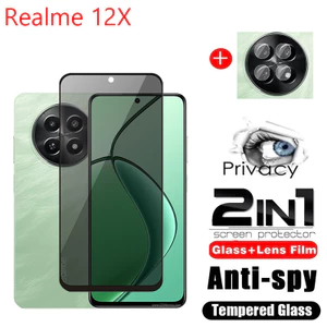 Realme 12X 12 Plus 5G 2024 Bảo Vệ Màn Hình Kính Cường Lực Bảo Vệ Màn Hình 2in1 full Cover Phim Bảo Vệ Điện Thoại Cho Realme12Plus 12plus Realme12X Ống Kính Máy Ảnh