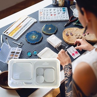 Flgo Ba Khoang Silicon Dụng Cụ Trang Sức Khuôn Cho Các Dự Án Thủ Công Trang Trí Hộp Nhỏ Sáng Tạo
