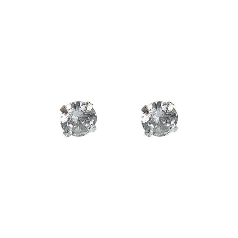 Nam Nữ Phong Cách Bông Tai Bạc Zircon Trang Sức 925 Xoắn Ren Khóa Đa Kích Thước Tròn Đá Bud Bông Tai