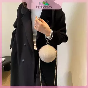 MYPANDA Vòng Tròn Di Động Túi Dạ Hội Bạc Kim Loại Túi Xách Tròn Cho Son Môi Thanh Lịch Sang Trọng Ví Ly Hợp Ví Cưới.