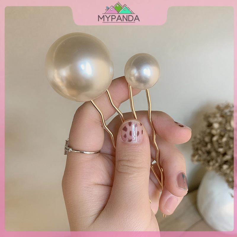 MYPANDA 2 Chiếc Kẹp Tóc Ngọc Trai Giả Thiết Kế Xoắn Hình Chữ U Cho Nữ & Bé Gái Phụ Kiện Tóc Dụng Cụ Tạo Kiểu Tóc.