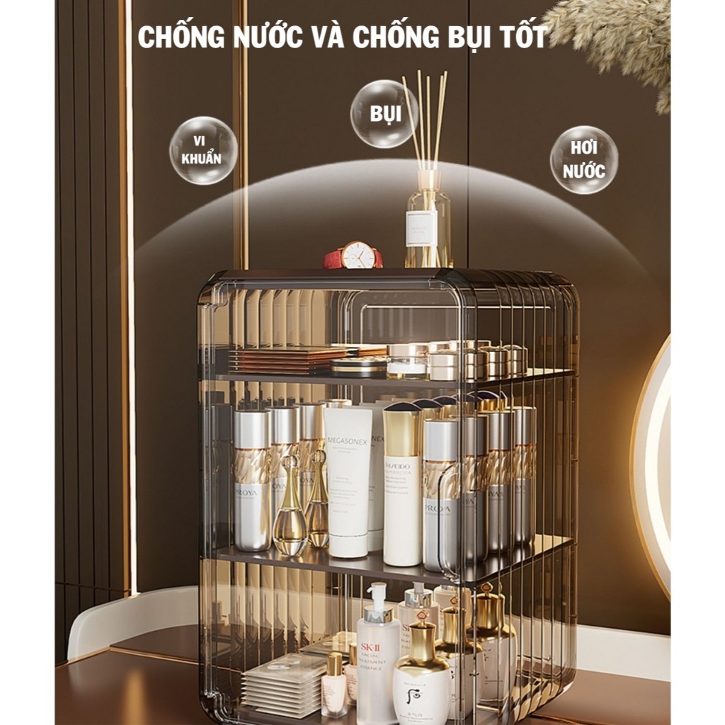 Tủ Đựng Mỹ Phẩm Trong Suốt TORO Chất Liệu PET Cao Cấp,Kệ Trang Điểm Chống Bụi,Đựng Skincare Nước Hoa