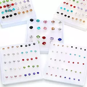 Bộ 10 hoặc 20 đôi bông tai nhỏ pha lê kim cương giả sang trọng từ Mina