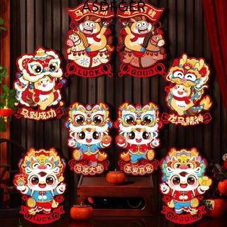 Câu đối năm ngựa ASDFGER, Dán cửa may mắn 2026, Năm hạnh phúc Nhãn dán vải lanh màu đỏ Biểu ngữ năm ngựa cho lễ hội mùa xuân Truyền thống