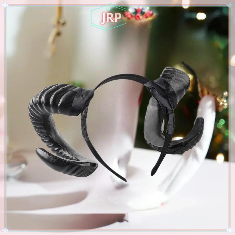 JRP Quỷ Cừu Sừng Mũ Đội Đầu Chơi Cô Gái Bé Trai Gothic Bò Sừng Antelope Băng Đô Quấn Tóc Halloween Trang Phục Trang Trí Mũ JRP