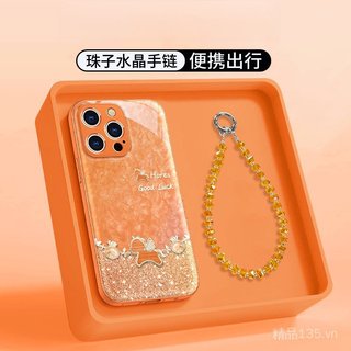 Thích hợp cho iPhone17promax Vỏ Điện Thoại Phong Cách Năm Mới 16 Túi May Mắn Pony Vòng Tay 15promax Lấp Lánh