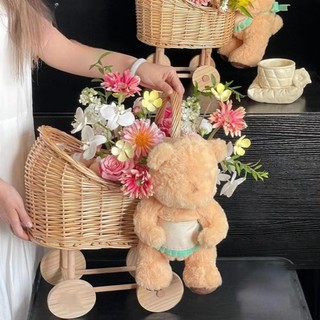 Giỏ Kẹo MEGOCE, Giỏ Hoa Dệt Lớn, Di Động Có Tay Cầm Sắp Xếp Hoa Xe Đẩy Hình Xe Đẩy Cho Bé Xe Đẩy Trang Trí Nhà