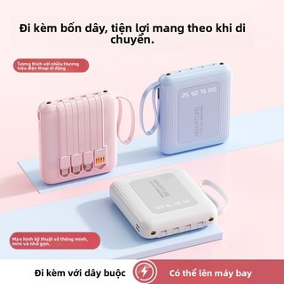Đi kèm với cáp Sạc nhanh Treasure Mini Di động Bốn dây Sạc dự phòng siêu lớn có đèn LED