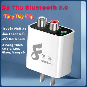YOSHENG YS-06 Bộ thu Bluetooth 5.3 âm thanh chất lượng cao cho loa âm ly stereo cắm điện 220v cổng AUX 3.5mm & RCA