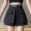 Quần Short Nữ Mùa Xuân 2025 Cao Cấp Culottes Thiết Kế Mỏng Hơn Nhìn Đen Chữ a Rộng Quần 5.12