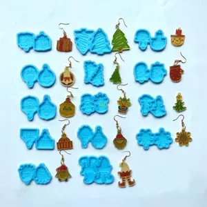 Flgo Nhựa Dính Khuôn Xmas Cây Người Tuyết Găng Tay Nhà Mũ Giáng Sinh Khuôn Silicon