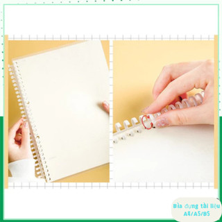 Bộ 4 Bìa nhựa tab phân trang sổ còng A5 / B5 / A4 màu trong suốt, xanh dương Bìa nhựa làm Binder