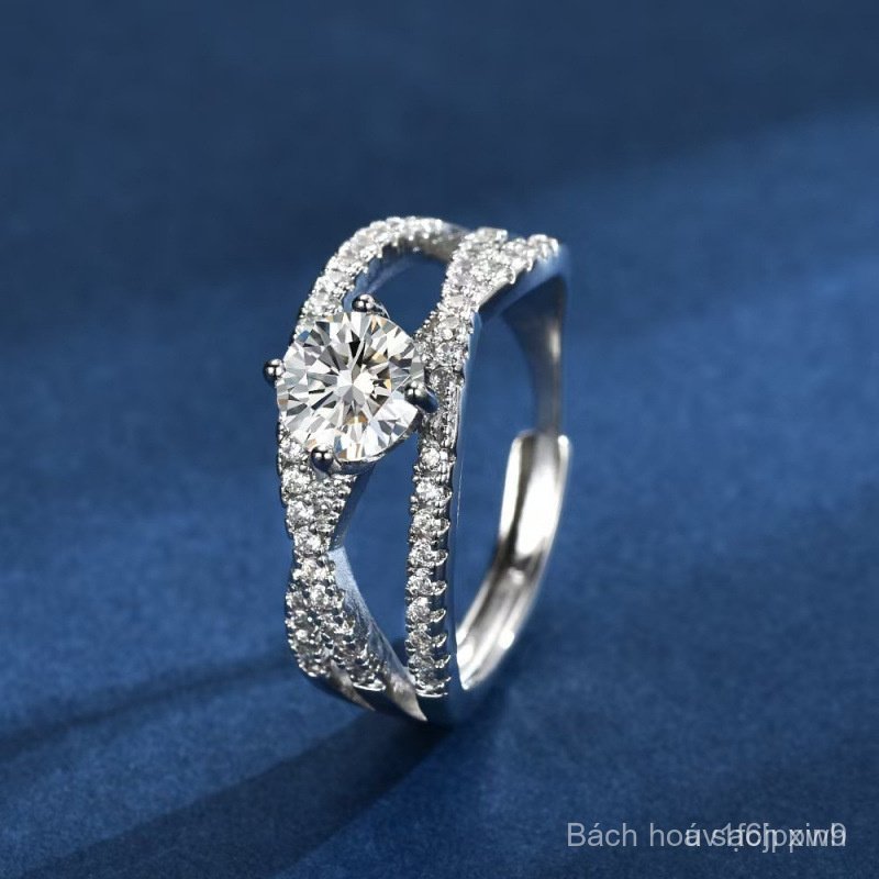 Nhẫn đính hôn hợp kim titan có thể điều chỉnh, nhẫn đính hôn dành cho nữ, đá moissanite...