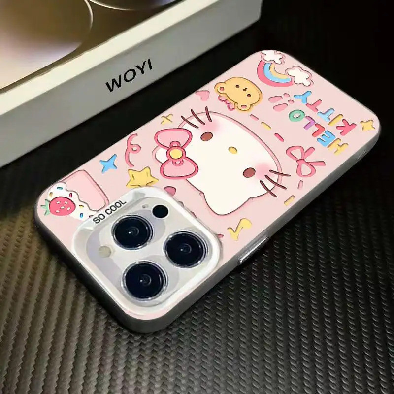 Ốp lưng họa tiết Kitty 3D da PU, thiết kế độc đáo chống trầy tốt Bảo Vệ Camera Cấp iPhone 17/16/15/14/13/12/11/X/XS Max