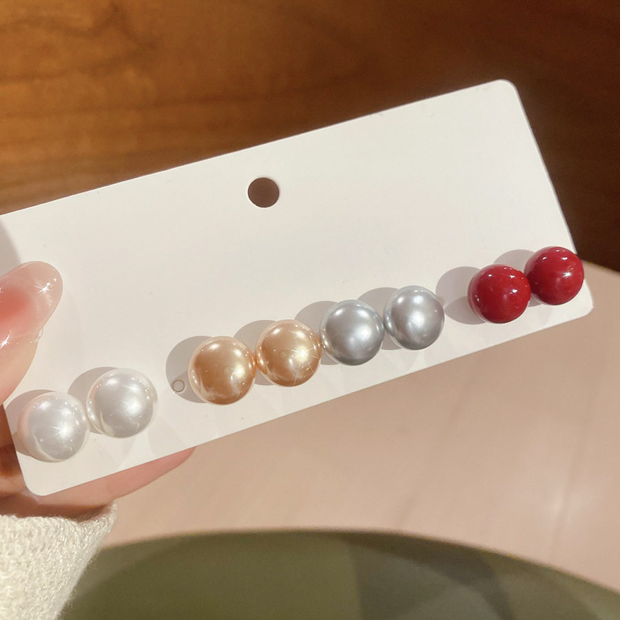 Bộ bông tai ngọc trai tròn bằng kim bạc Phụ kiện phong cách cổ điển kiểu Pháp dành cho nữ