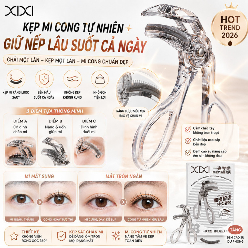 XIXI Kẹp Mi Góc Rộng Uốn Cong Tự Nhiên, Dễ Dùng, Giữ Mi Cong Lâu, Thân Thiện Cho Người Mới GJ156