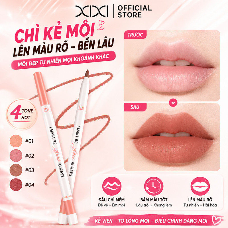 Xixi Bút Kẻ Môi Quả Lê Mềm Mại Dễ Thoa Không Khô Tôn Lên Làn Da Sáng Mịn, Giá Rẻ Cho Sinh Viên D647