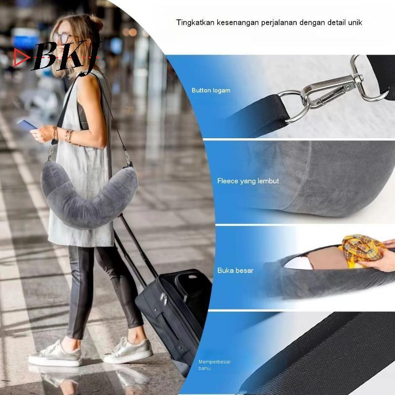 [KJ] Gối du lịch Ne có túi đựng quần áo có thể đổ đầy Vỏ gối hình chữ U Vỏ gối lông cừu pha lê Ne cho du lịch trên máy bay [Mới]