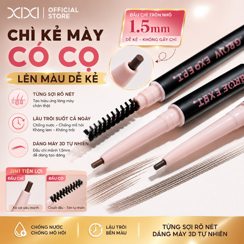 XIXI D791 Chì Kẻ Mày Ngòi Siêu Mảnh Lên Màu Tự Nhiên Chống Nước Lâu Trôi Không Lem Dễ Kẻ Chân Mày Sắc Nét