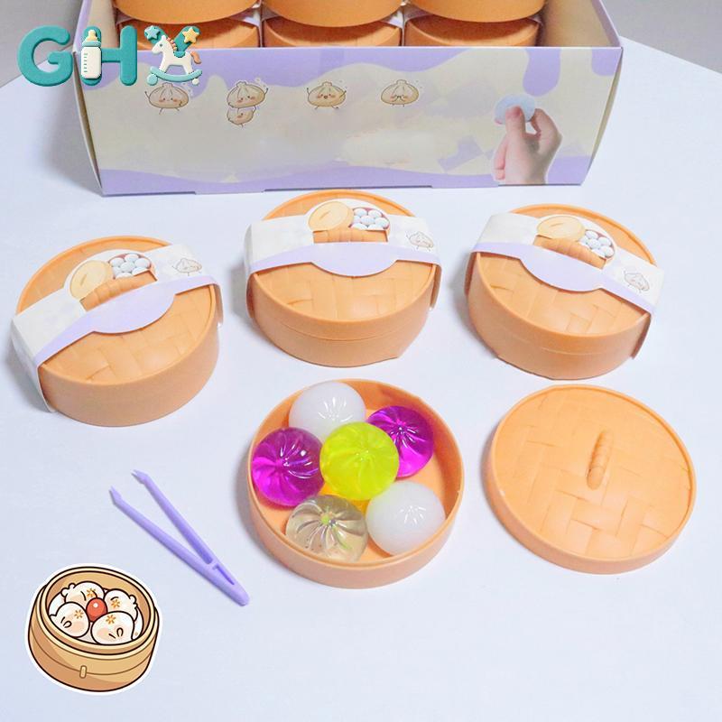 Bộ đồ chơi bánh bao Mini GHX có hộp hấp mềm Squishy 6 chiếc Giảm căng thẳng vui nhộn Cảm giác chơi VN