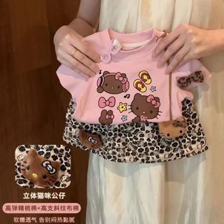 Áo thun ngắn tay bé gái Cotton 2026 Áo thun in hình mèo dễ thương cho bé gái