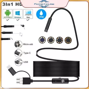 POWER 3 trong 1 USB Type-C Kiểm tra nội soi Borescope 5.5 / 7 / 8mm Ống kính HD Camera IP68.