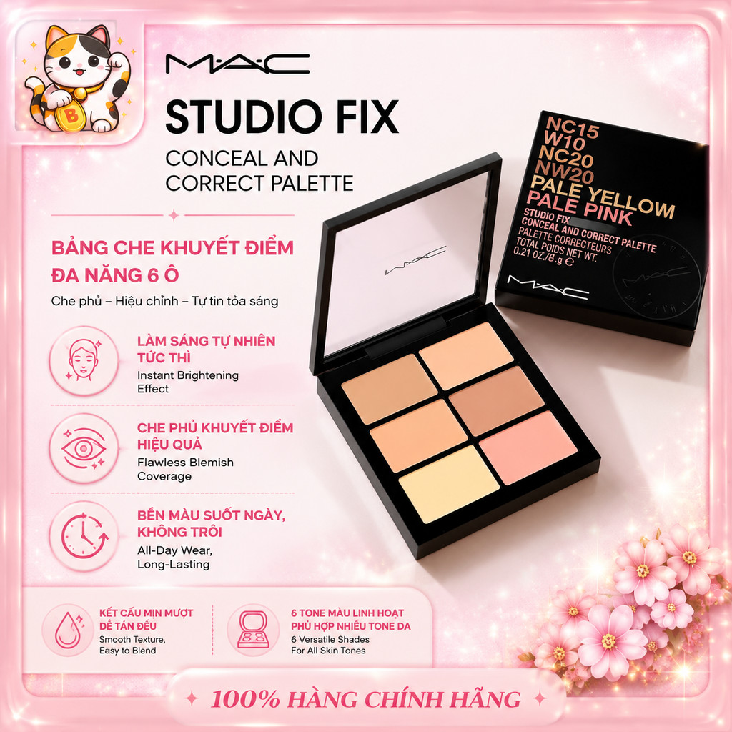 [Chính Hãng] MAC Studio Fix Conceal and Correct Palette Kem Che Khuyết Điểm Nhẹ Mặt, Mịn Da 6g