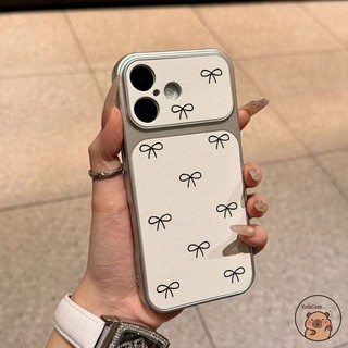 Dành Cho Vivo V70 Elite FE V60 V60E V50 V50E V40 V30 V29 V29E V27 V27E V25 V25E V23 V23E Pro Ốp Lưng Điện Thoại Nơ Màu Đen Đơn Giản Thắt Nơ Màu Trắng Lớn Cửa Sổ Vỏ Da PU