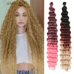 DELMER Tóc Bím Tổng Hợp, Phụ Nữ Tóc Xoắn Sâu Móc Tóc, Sợi Chịu Nhiệt DIY Ombre Lông Tơ Afro Curls
