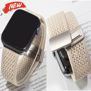 Dây đeo từ tính Nylon tương thích cho Apple Watch Series11 / 10 46 42mm Ultra3 / 2 / 1 49mm 9 7 8 6 5 4 45mm 41 44 40mm