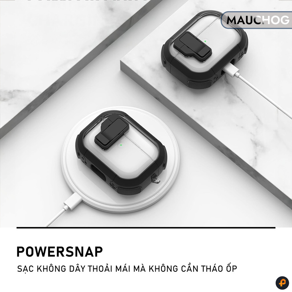 Ốp Trong Suốt Chống Sốc Có Khóa Cài Nam Châm Từ Tính Kèm Móc Treo Cho Airpods Pro 3 2 Airpods 4