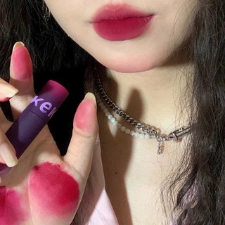 Kính vạn hoa Lip Glaze Pigeon Blood Red Matte Lipstick Mud ins Halloween Unniche Dark Series Lip Mud Ánh sáng Châu Âu-Xây ngay lập tức Hồng, Khô Không Dịch Chuyển