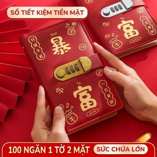 Sổ Tiết Kiệm Tiền có khóa số, Da PU Cao Cấp, 100 ngăn chống thấm nước,  lý tưởng giúp bé hình thành thói quen tiết kiệm.