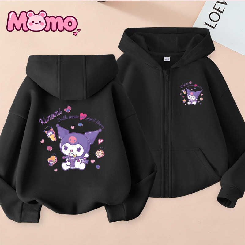 Mới Kuromi, Giai Điệu, Cinnamoroll Họa Tiết In Hình Dây Kéo Áo hoodie Cho Bé Trai Và Bé Gái Cùng Phong Cách Harajuku Phong Cách Giải Trí Có Mũ Trùm Đầu Áo hoodie Dài Tay