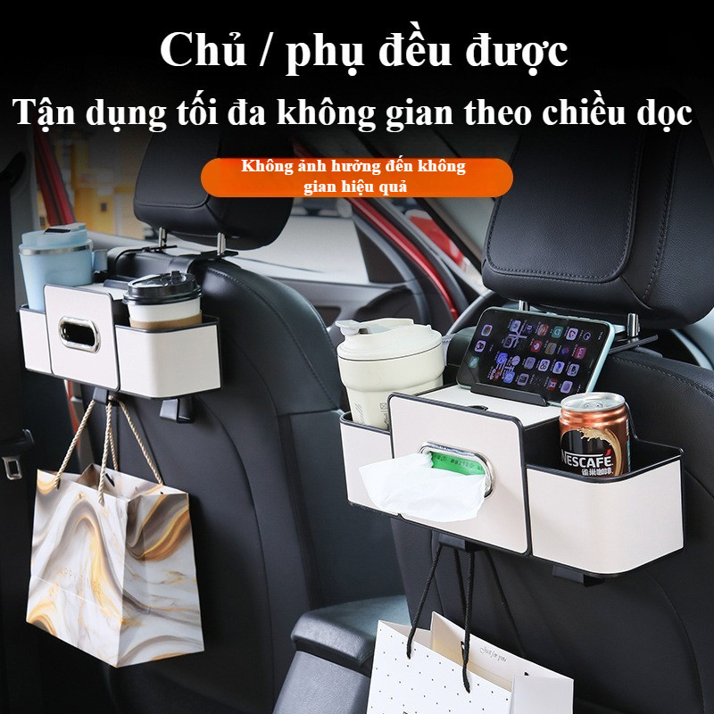 Hộp Đựng Đồ Đa Năng Treo Sau Ghế Ô Tô - Chất Liệu Da Cao Cấp, Kèm Khay Đựng & Móc Treo Tiện Lợi