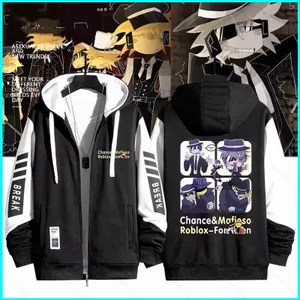 GN Roblox Forsaken hoạt hình anime dây kéo Áo khoác Hoodie Unisex Top NG